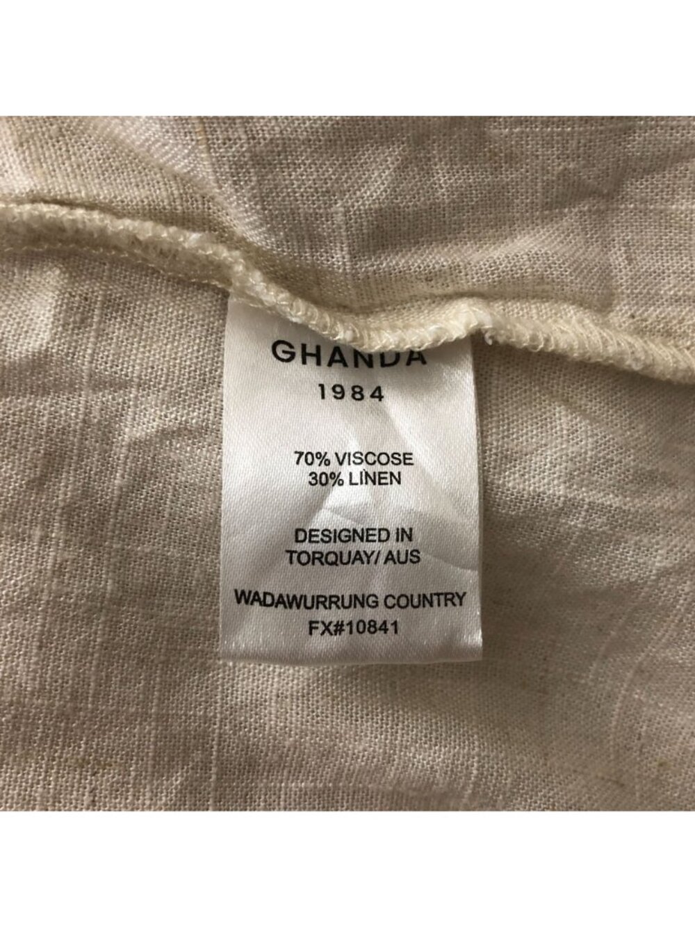 Ghanda Linen Blend Maxi Dress Tie Front V Neck Beige S - Picture 4 of 4